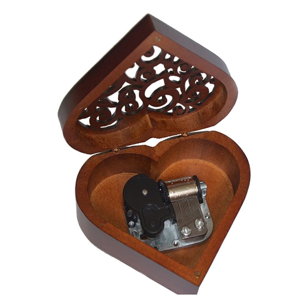 2096 Antique Engraved Wooden Wind-Up Musical Box,Amazing Grace Musical
